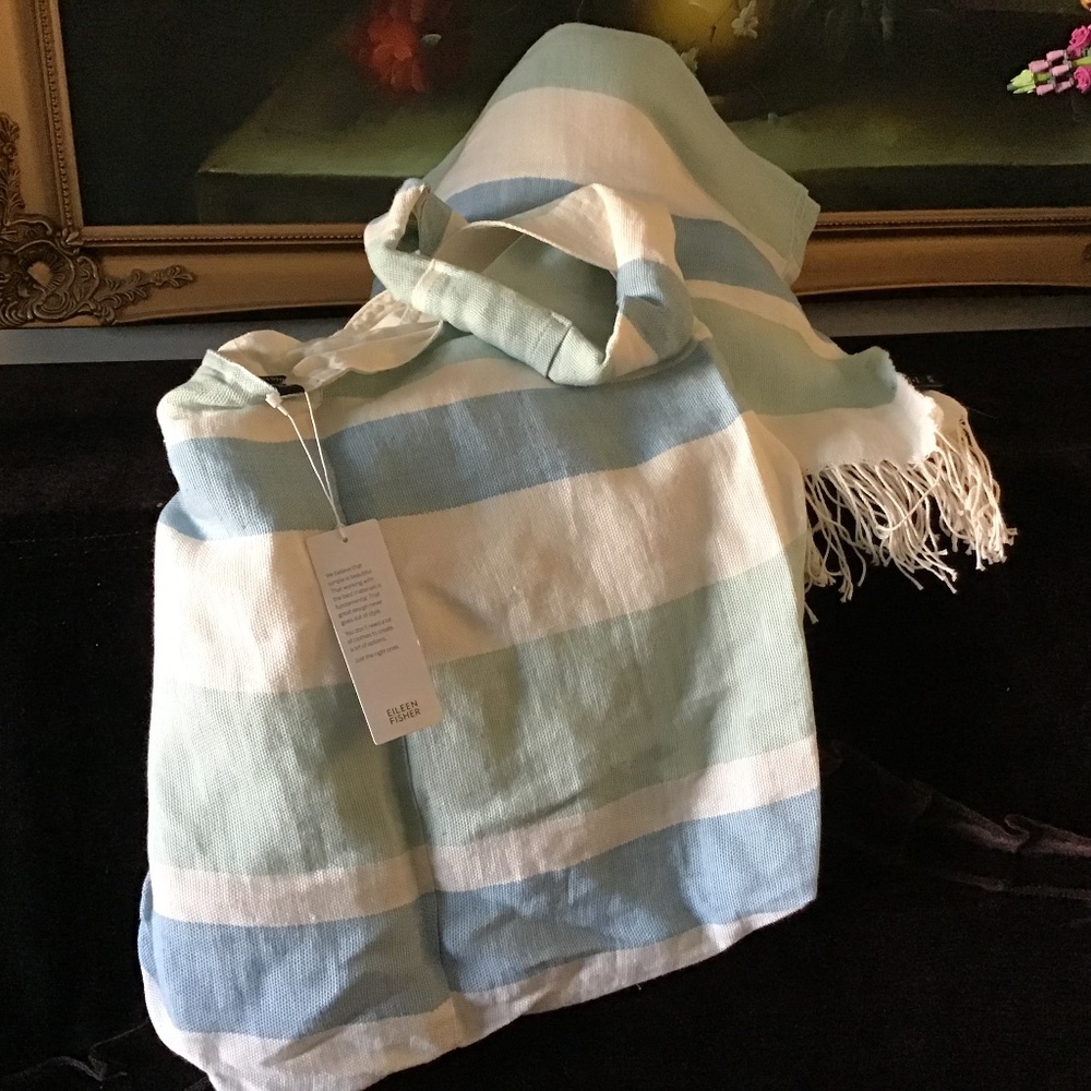 NWT Eileen Fisher organic Linen Beach Bag and Wrap shoulder Bag mist JE